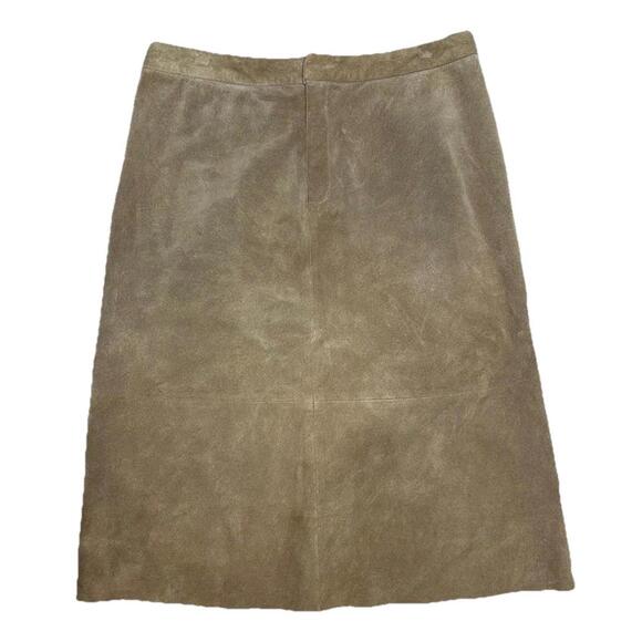Banana Republic Dresses & Skirts - Vtg Banana Republic Skirt Size 6 Brown Suede 2002 Zip Genuine Leather Minimalist